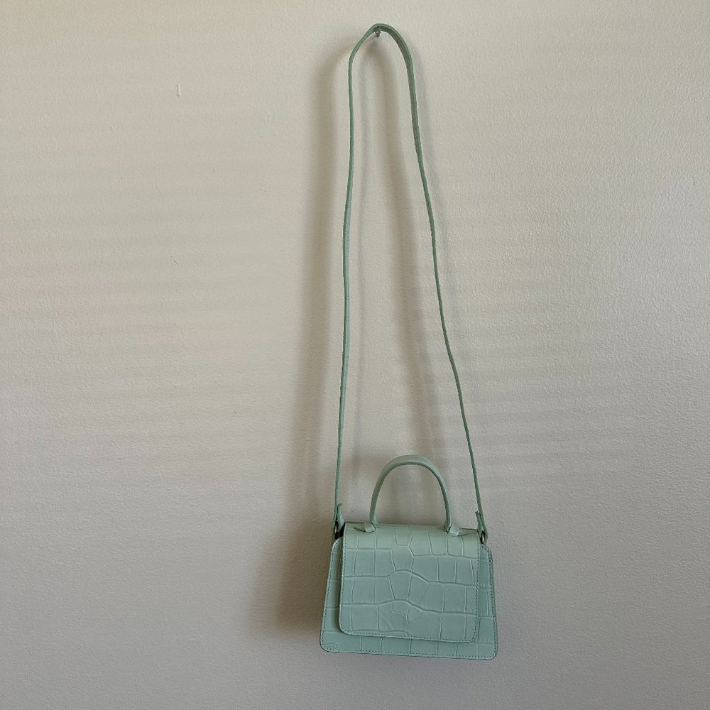 & Other Stories Micro Teal Crocodile Print Crossbody | Size OS